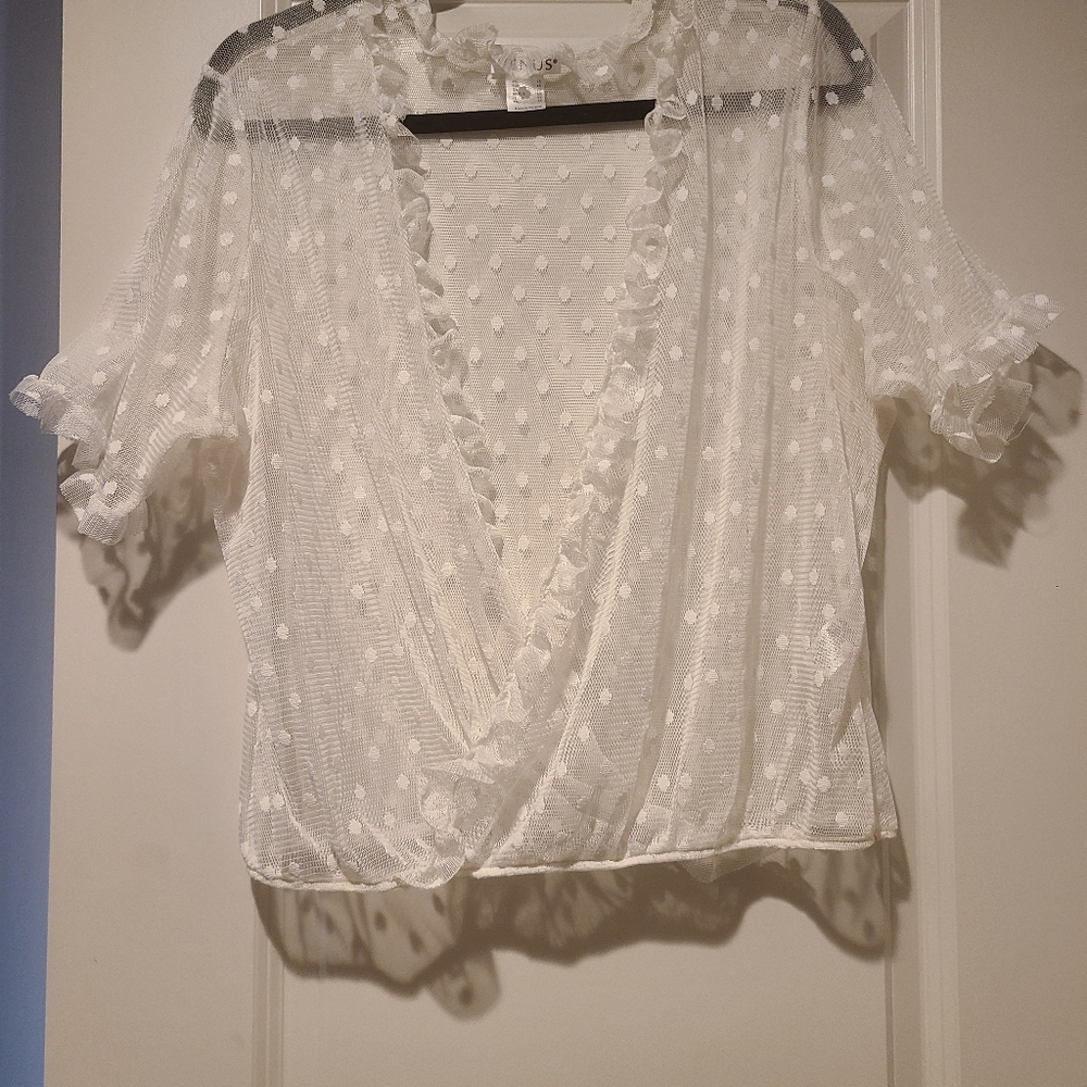 Venus sheer while lace overlay blouse 16